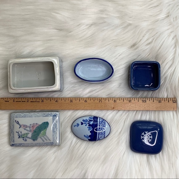 3 vintage ceramic boxes lidded blue - Picture 9 of 10